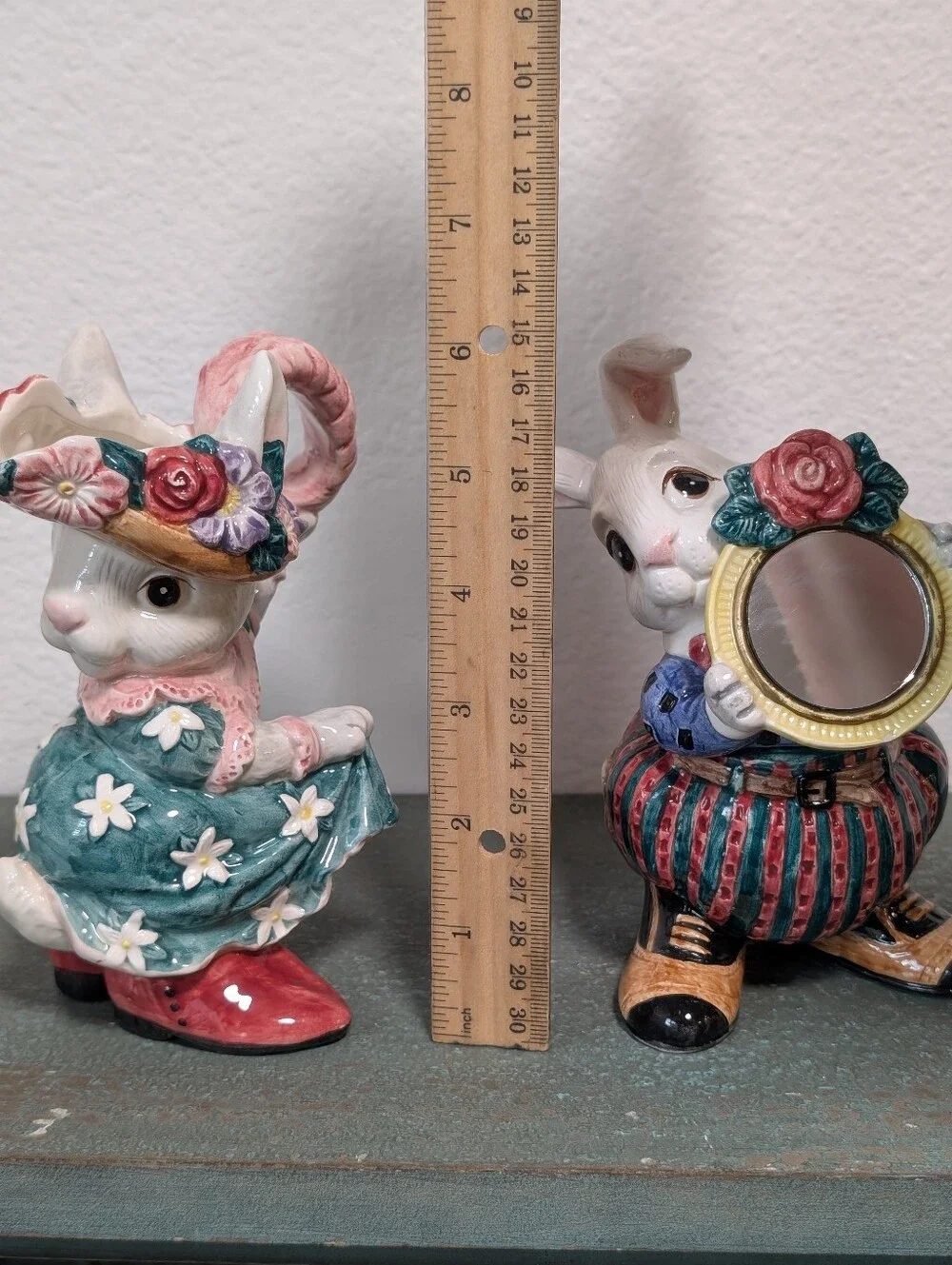 Vtg 1995 Fitz and Floyd Bunny Rabbit Cotton Tailors Sugar Creamer Set with Spoon